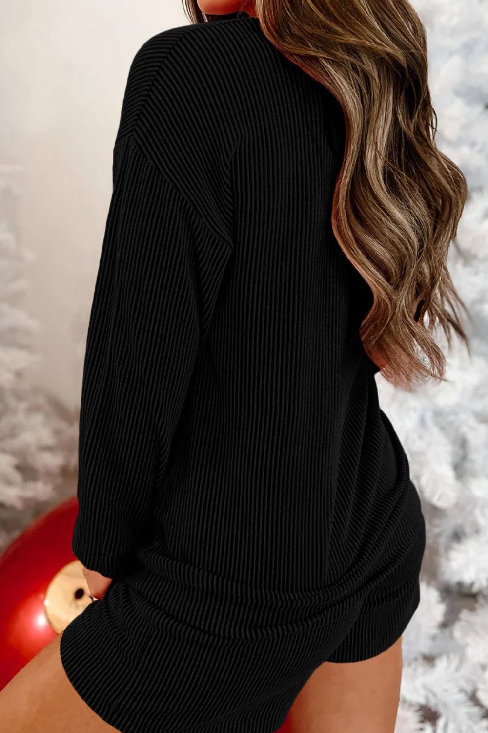 MERRY Round Neck Long Sleeve Top and Shorts Lounge Set (Copy)
