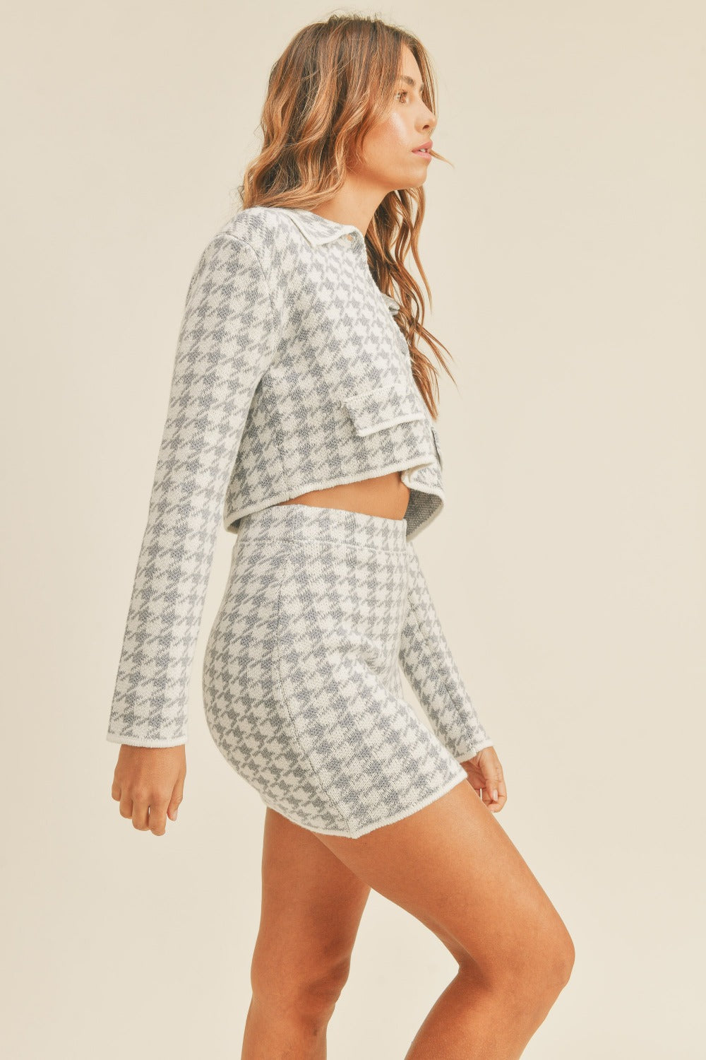 Cropped Knit Cardigan and Mini Skirt Set