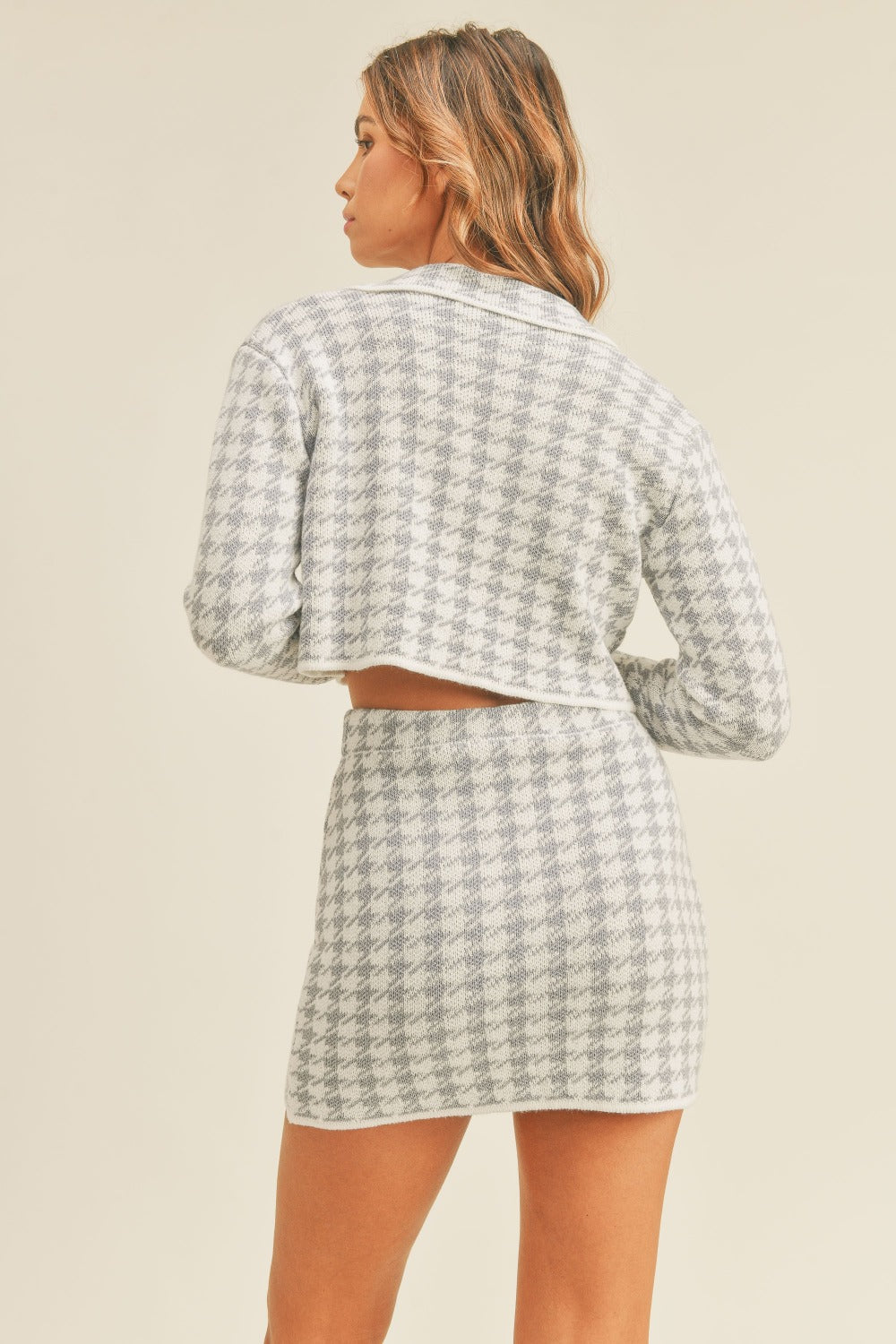 Cropped Knit Cardigan and Mini Skirt Set