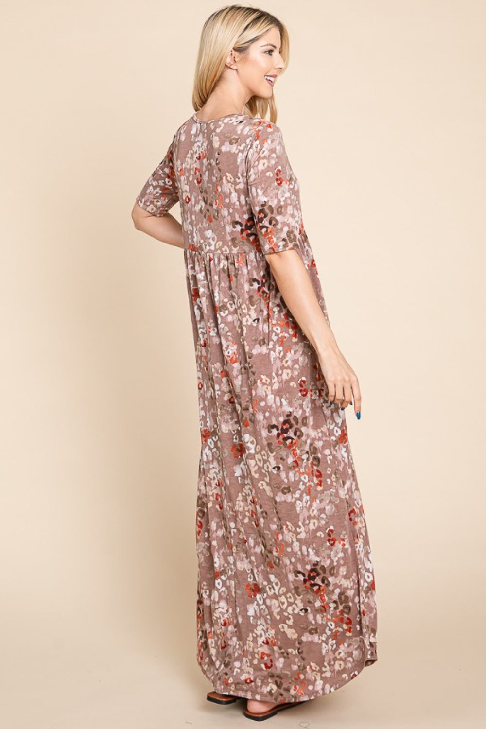 Printed Shirred Maxi Dress