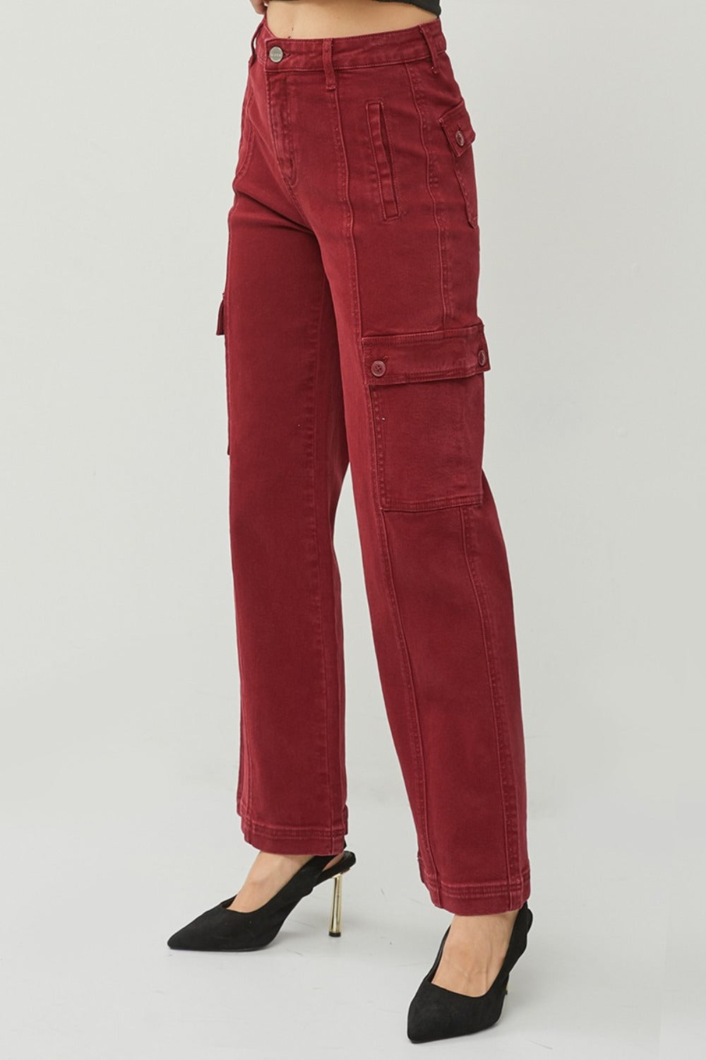 RISEN Full Size High Rise Wide Leg Cargo Jeans