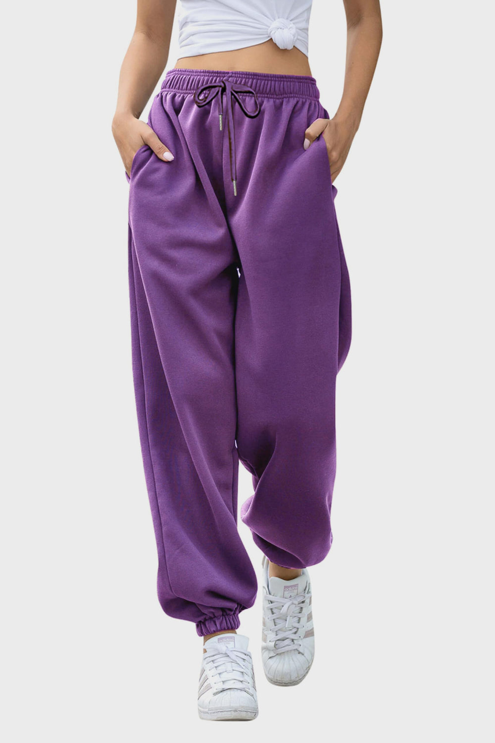 Elastic Waist Joggers with Pockets