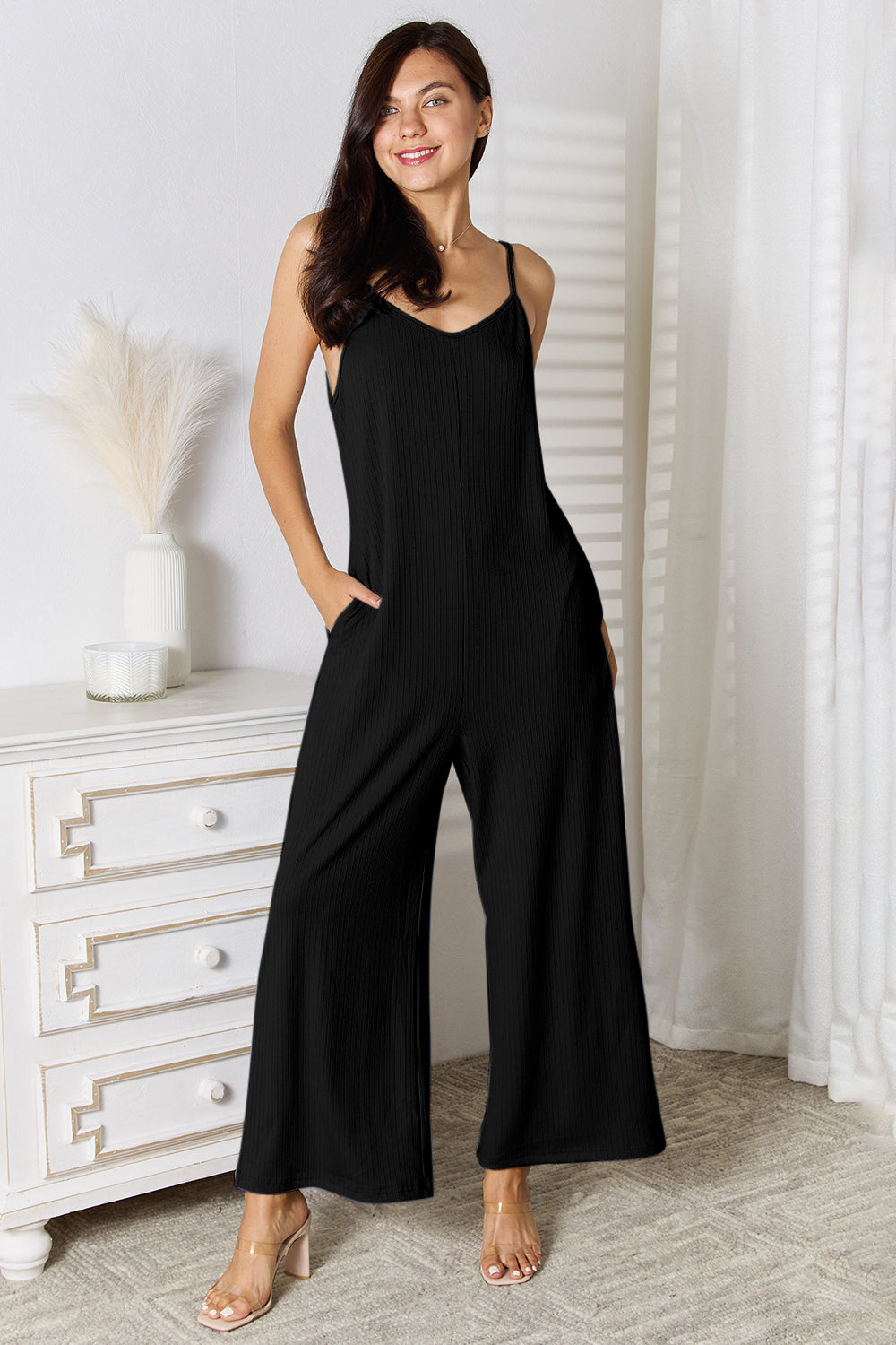 Full Size Spaghetti Strap V-Neck Jumpsuit