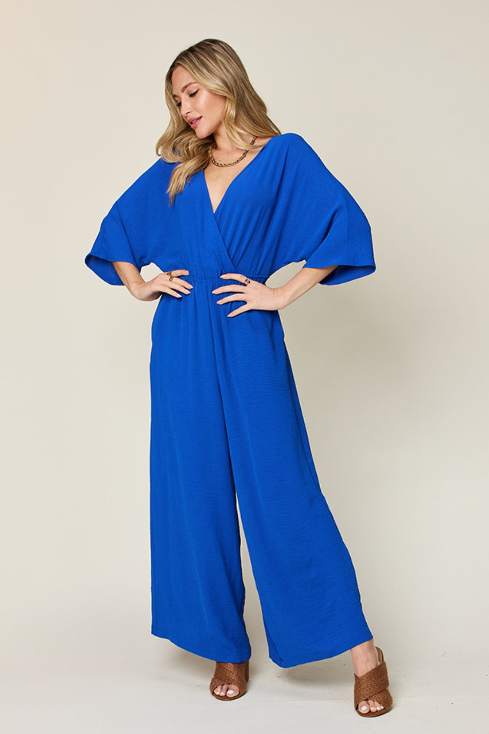 Full Size Half Sleeve Wide Leg Jumpsuit