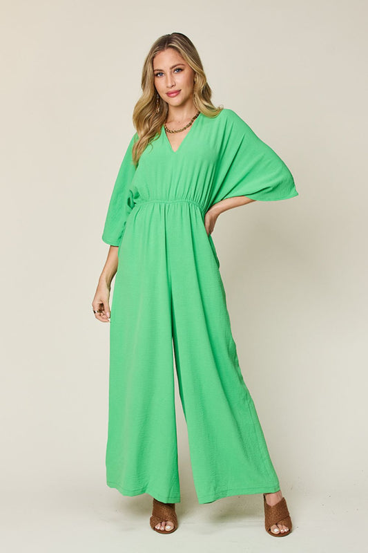 Full Size Half Sleeve Wide Leg Jumpsuit