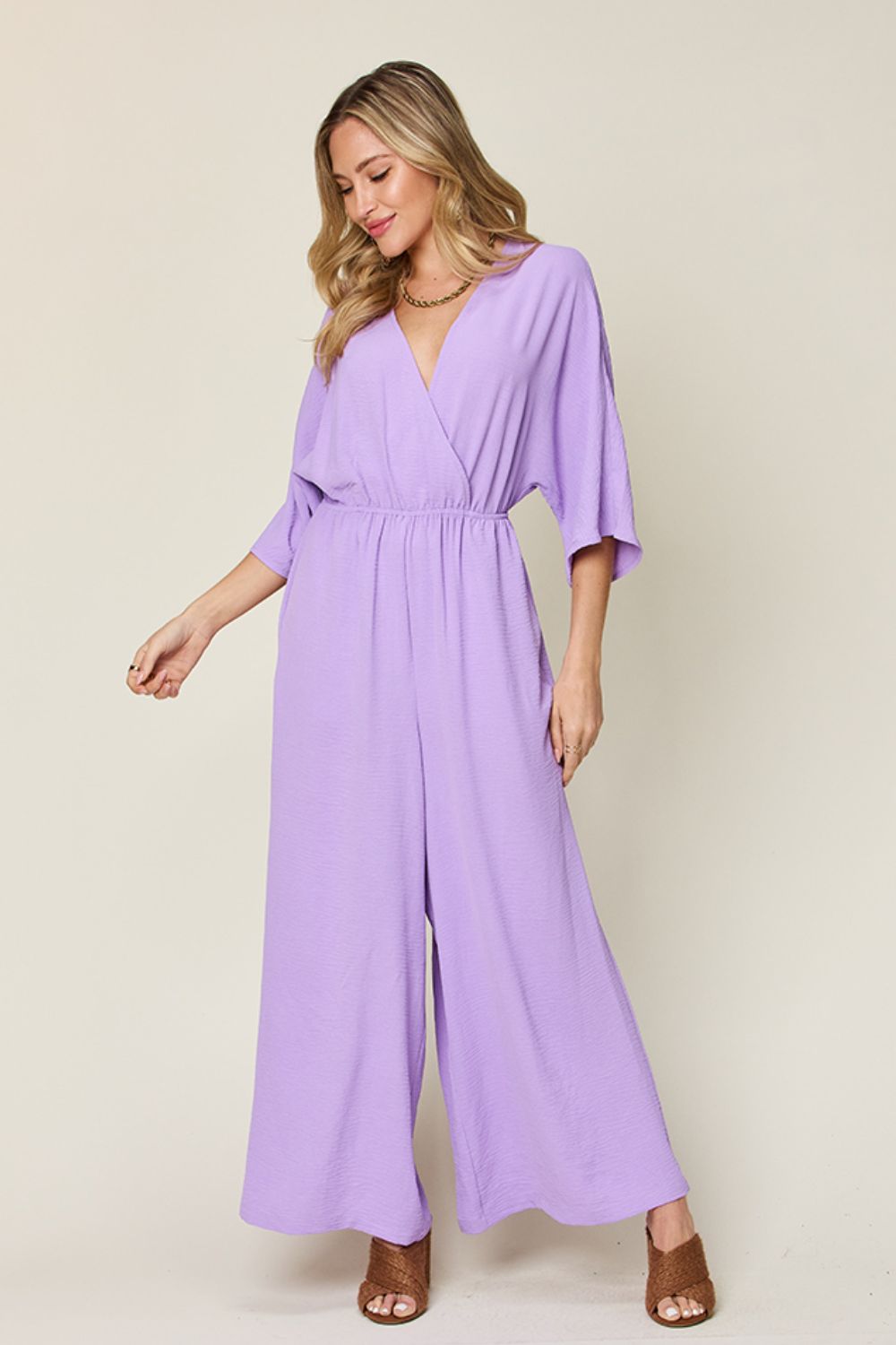 Full Size Half Sleeve Wide Leg Jumpsuit