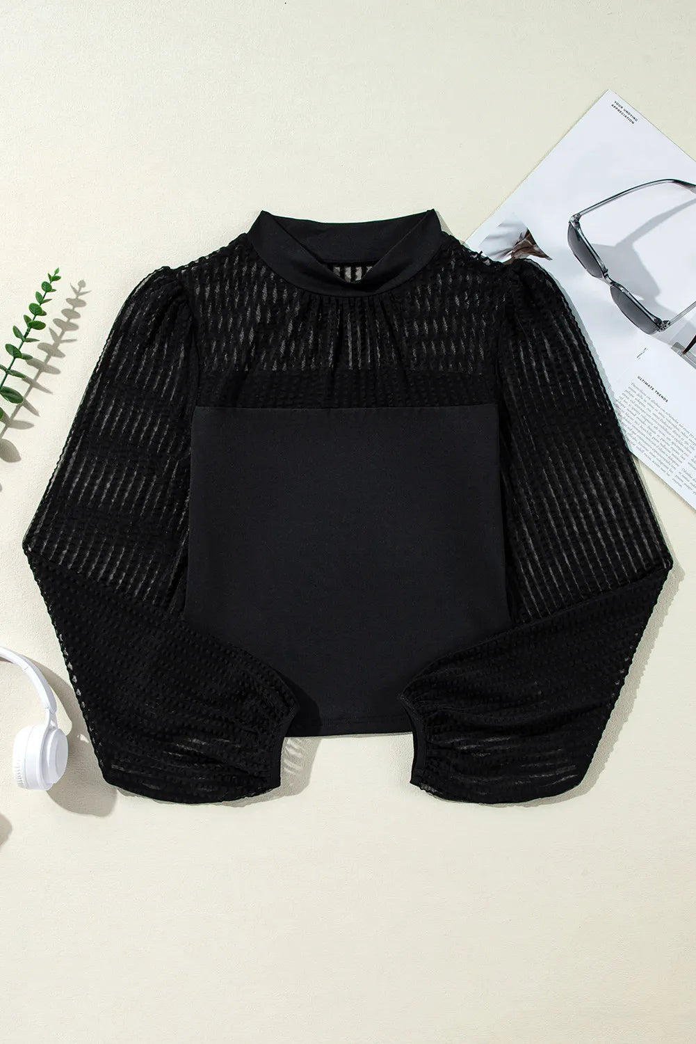 Neck Long Sleeve Blouse