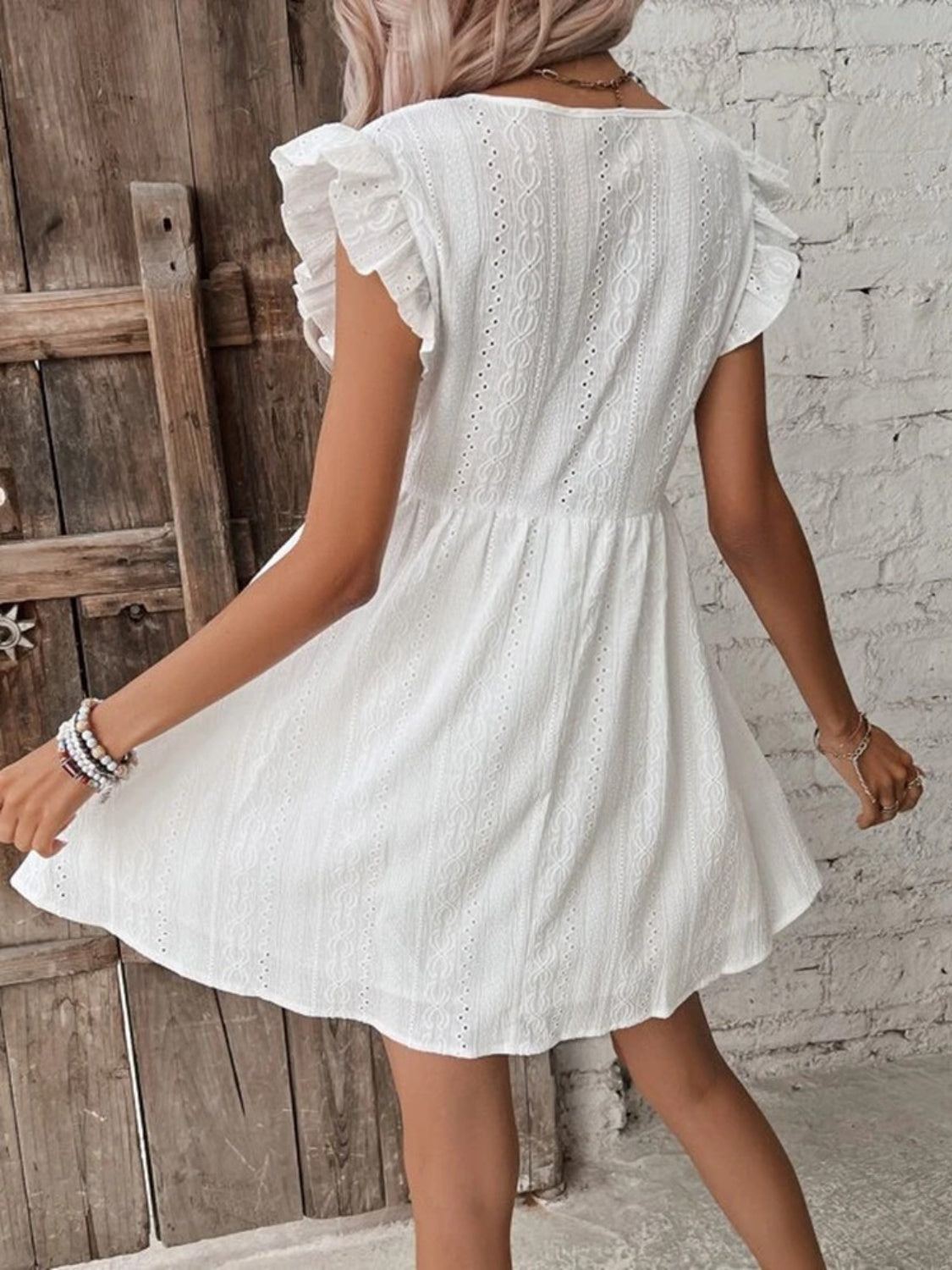 Ruffled Cap Sleeve Mini Dress