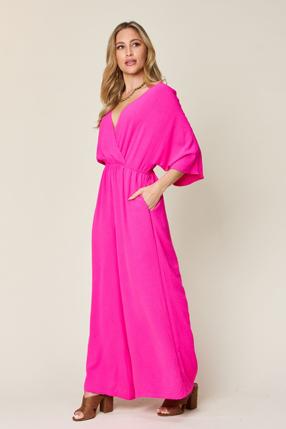 Full Size Half Sleeve Wide Leg Jumpsuit