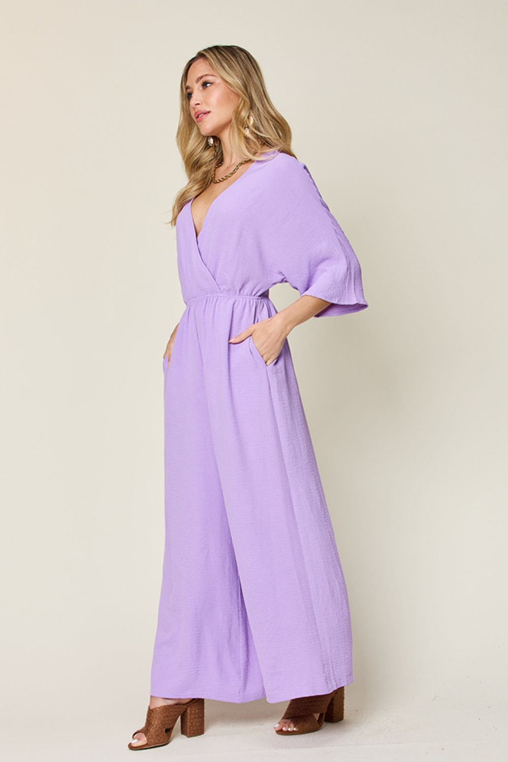 Full Size Half Sleeve Wide Leg Jumpsuit