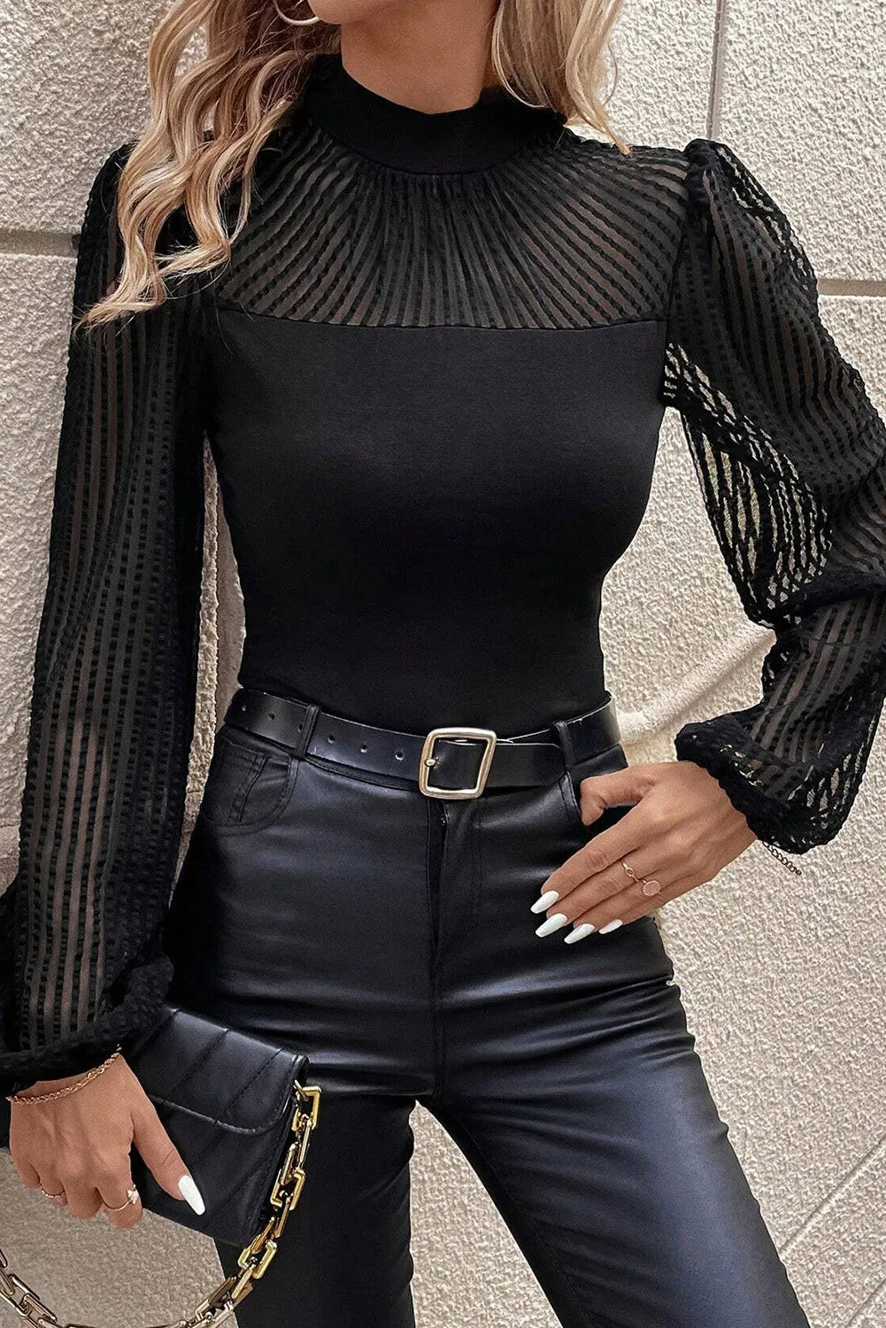 Neck Long Sleeve Blouse