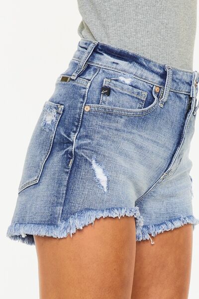 Kancan Distressed Raw Hem Denim Shorts