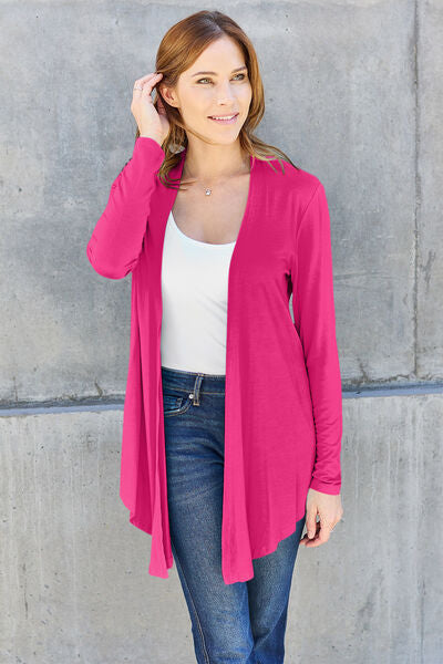 Full Size Open Front Long Sleeve Cardigan