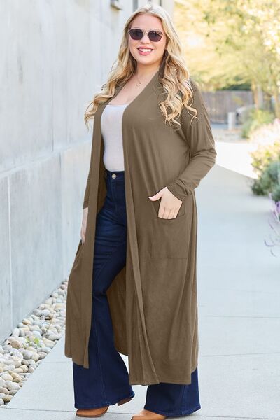 Full Size Open Front Long Sleeve Cover Up