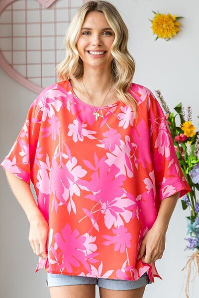 Printed Round Neck Half Sleeve Blouse