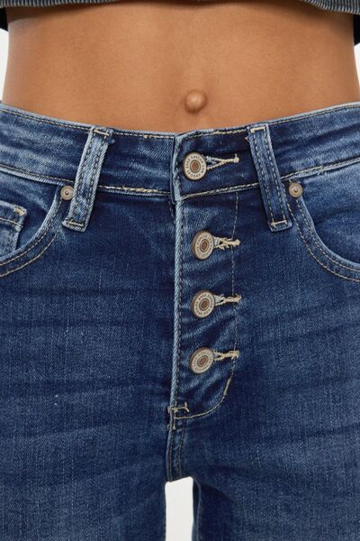 Kancan Full Size Cat's Whiskers Button Fly Denim Shorts